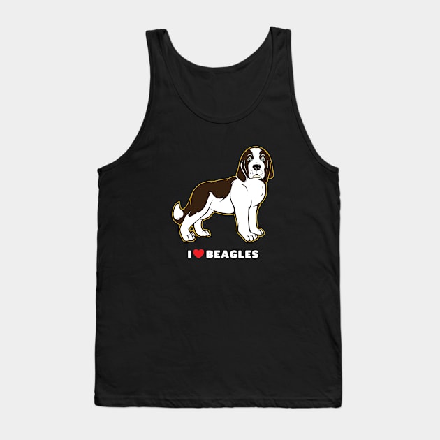 I Love Beagles Puppy Dog Art Tank Top by Rumble Dog Tees